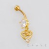 MULTI CZ LOVE LETTER ROUND CZ DANGLE CZ BELLY BUTTON NAVEL RING 316L SURGICAL STEEL 